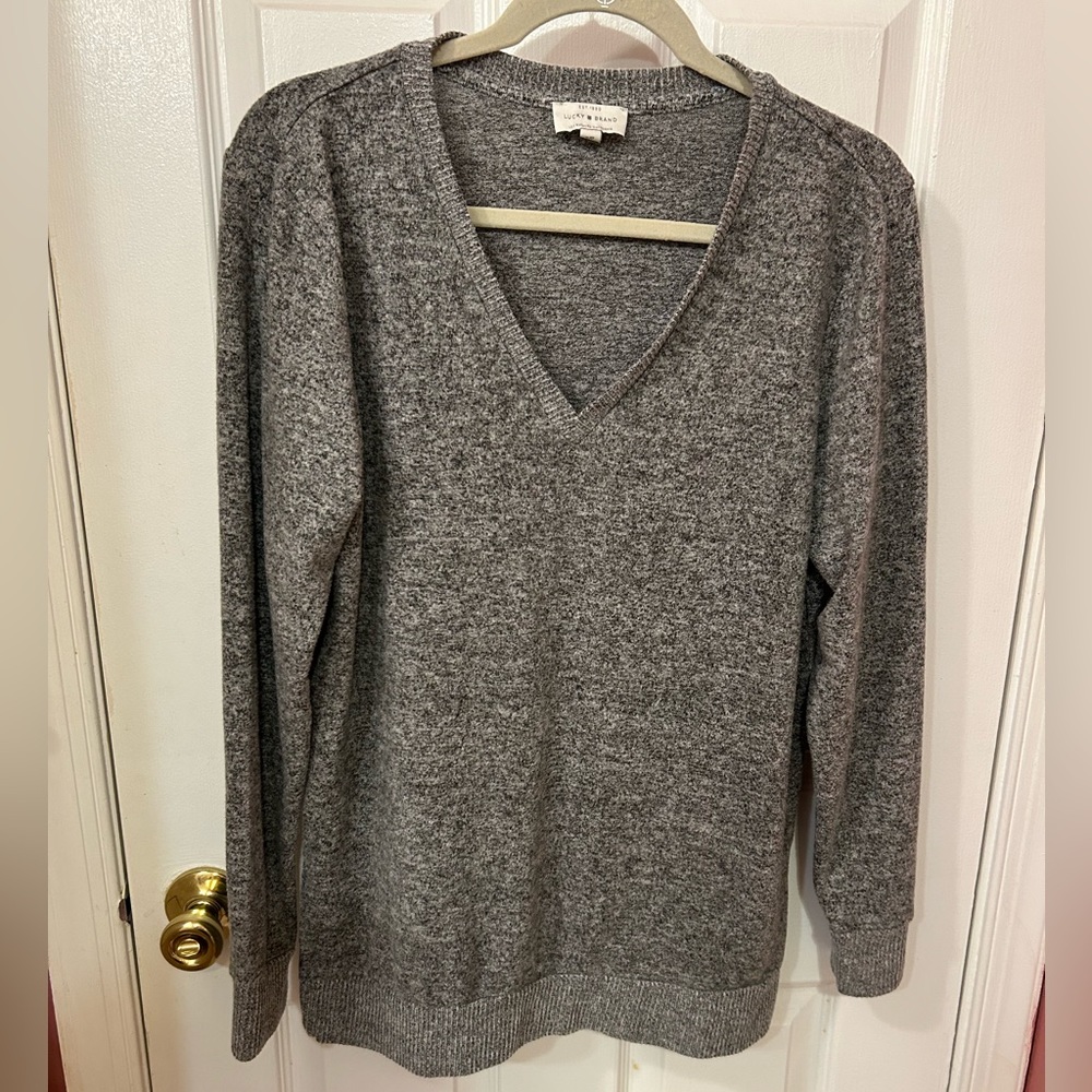 Lucky Brand Grey V Neck Sweater Size S